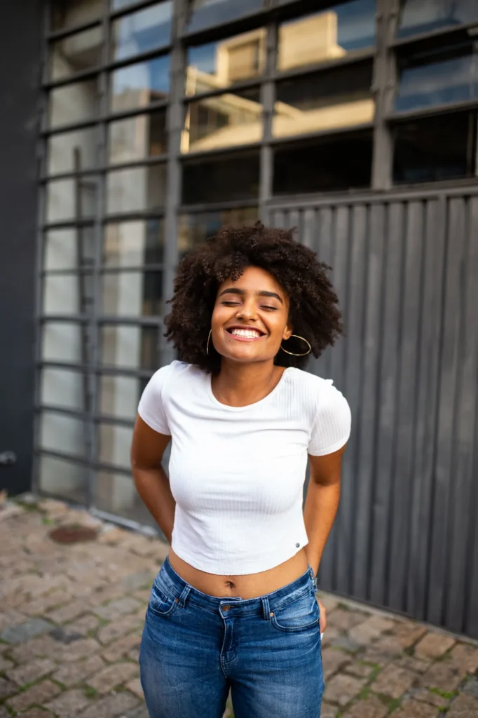 Mixed woman with natural Hair 