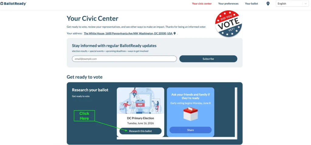 Showing where to click after submit vote address form